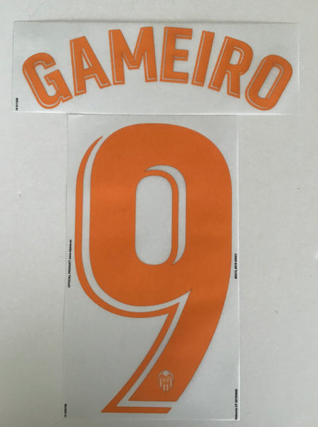 Name set Número Gameiro 9 Valencia CF 2018-19 Para la camiseta de visita/for away kit Aneyron