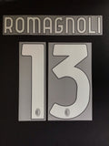 Name Set Número “Romagnoli 13” AC Milan 2021-22 Para camiseta de local/for Home kit Stilscreen