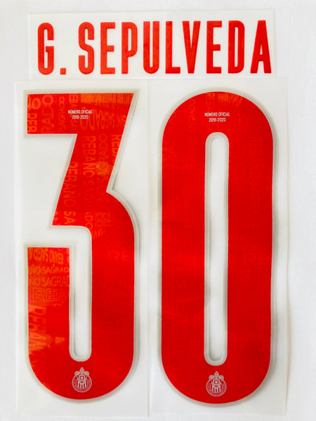 Name set Número G. Sepulveda 30 Chivas Guadalajara 2019-20 Para la tercera equipación/for third kit Cantón Merchandising