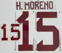 Name set Número Héctor Moreno 15 Selección Nacional de México 2022 For away kit/Para la camiseta de visita Mundial de Qatar Cantón Merchandising/Dekographics Kitroom Player Issue