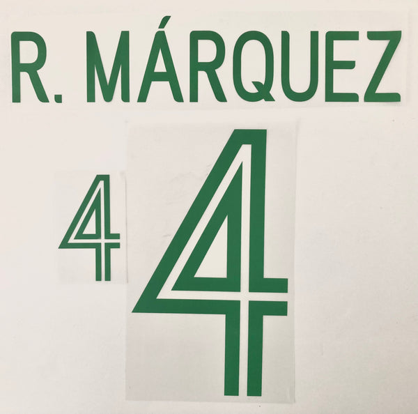 Name set Número R. Márquez 4 Selección México For away kit/Para la camiseta de visita Mundial de Alemania 2006 WC Stilscreen