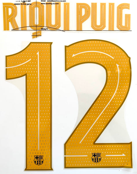 Name set Número Riqui Puig 12 FC Barcelona 2020-21 Home kit/Equipación de local  Competiciones Europeas/Copa del Rey Avery Dennison Player Issue