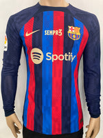 Barcelona versión jugador de utileria manga larga local 2022 2023 pique despedida nike player issue long sleeve kitroom