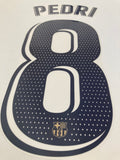 Name set Número Pedri 8 FC Barcelona 2022-23 For away kit/Para la camiseta de visita  La Liga Avery Dennison Player Issue