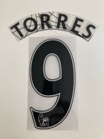 Name Set Número “Torres 9”  Liverpool 2010-11 Para la camiseta de visita  Premier League SportingiD