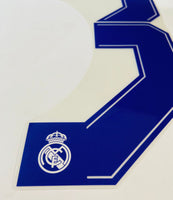 Name Set Número E. Militão 3 Real Madrid CF 2021-22 For home kit/Para la camiseta de local Champions League/Copa del Rey/Supercopa Avery Dennison Player Issue