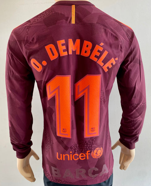 Jersey Barcelona Dembele 2017 2018 version jugador utileria manga larga tercera equipacion nike Aeroswift Player Issue kitroom long sleeve third shirt