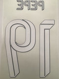 Name Set Número “Pepe 19” para NIÑO  Arsenal 2019-20 Para la camiseta de visita/for away kit  Versión Europa League/Copa Thermo Patch