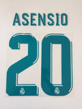 Name Set Número Asensio 20 Real Madrid 2017-18 Para la camiseta de Local  Home kit Sporting iD player issue