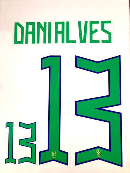 Name set Número Dani Alves 13 Selección Brasil 2022 Para la camiseta de local/For home kit Qatar WC RTV