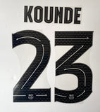Name set Número Kounde 23 FC Barcelona 2022-23 Para la tercera equipación/For third kit Champions League/Copa del Rey Avery Dennison Player Issue
