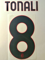 Name Set Número “Tonali 8” Ac Milan 2021-22 Para camiseta de visita/for Home Kit Stilscreen
