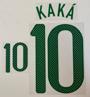 Name set Número Kaká 10 Selección Brasil For home kit/Para la camiseta de local WC Sudáfrica 2010 SportingiD Player Issue