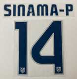 Name set Número Sinama 14 Atlético de Madrid 2009-10 For home kit/Para la camiseta de local Sipesa