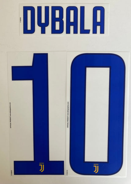 Name Set Número “Dybala 10” Juventus 2017-18 Para la camiseta de visita/for away kit Dekographics