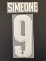 Set de dorsal y sponsors Fiorentina 2018-19 Giovanni Simeone 9 Dekographics Player Issue