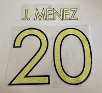 Name set Número J. Ménez 20 Club América 2017-18 Para la camiseta de local/for Home kit 6x8