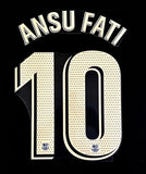 Name set Número Ansu Fati 10 FC Barcelona 2021-22 For home kit/Para la camiseta de local  La Liga Avery Dennison Player Issue