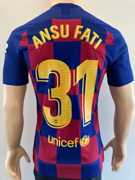 Ansu Fati utilería camiseta local 2019 2020 Barcelona etiqueta impresa shirt kitroom player issue printed tag