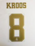 Name Set Número “Kroos 8” Real Madrid 2019-20 Para la camiseta de Local  Champions League/Copa del Rey SportingiD