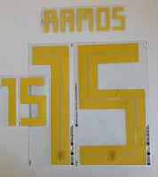 Name set Número “Ramos 15”  España 2018 Mundial de Rusia  Para la camiseta de local/for Home kit Dekographics