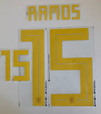 Name set Número “Ramos 15”  España 2018 Mundial de Rusia  Para la camiseta de local/for Home kit Dekographics