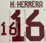 Name set Número Héctor Herrera 16 Selección Nacional de México 2022 For away kit/Para la camiseta de visita Mundial de Qatar Cantón Merchandising/Dekographics Kitroom Player Issue