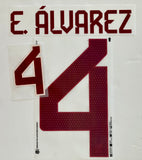 Name set Número Edson Álvarez 4 Selección Nacional de México 2022 For away kit/Para la camiseta de visita Mundial de Qatar Cantón Merchandising/Dekographics Kitroom Player Issue