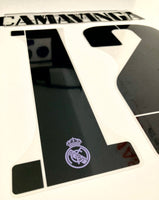 Name set Número Camavinga 12 Real Madrid CF 2022-23 Para la camiseta de local y visita/For home and away kits Champions League/Copa del Rey Avery Dennison Player Issue