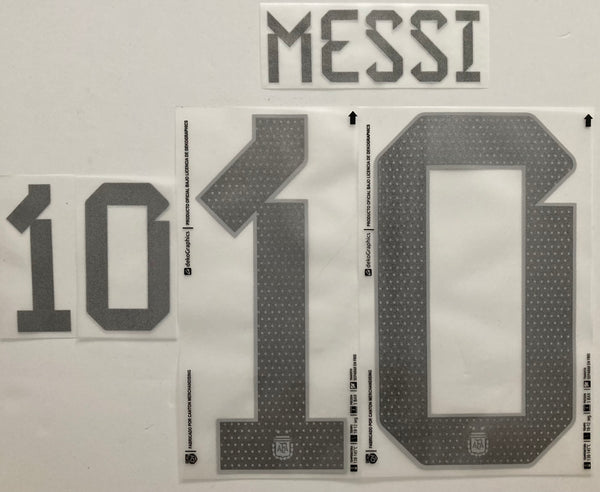 Name set Número Messi 10 Selección Argentina 2022 WC Qatar Para la camiseta de visita/For away kit Dekographics