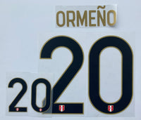 Name set Número “Ormeño 20”  Selección Perú 2021 Para la camiseta de local/for Home kit Cromotransfer