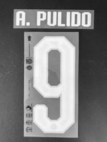 Name set Número A. Pulido 9 Chivas Guadalajara 2019-20 Para la camiseta de visita/for away kit Cantón Merchandising