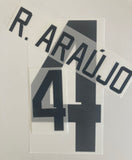 Name set Número “R. Araújo 4” Selección Uruguay 2022 Mundial de Qatar  Para la camiseta de local/for Home kit Stilscreen