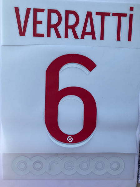 Name set Número “Verratti 6” Paris Saint-Germain 2020-21 Camiseta de local/for Home kit Ligue 1 Monblason