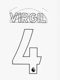Name Set Número “Virgil 4”  Liverpool 2017-20  Para la camiseta de local  Premier League SportingiD