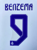 2021  2022 Real Madrid Name Set Kit Home Benzema 9 Player Issue Avery Dennison UEFA Champions and Cup