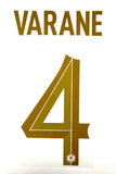 Name set Número Varane 4 Selección Francia 2022 Para la camiseta de local/For home kit Qatar WC Monblason