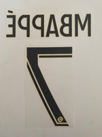 Name set Número Mbappé 7 PSG Paris Saint-Germain 2022-23 Para la cuarta equipación/For fourth kit Ligue 1 Monblason