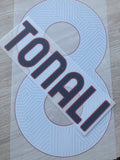 Name Set Número “Tonali 8” Ac Milan 2021-22 Para camiseta de visita/for Home Kit Stilscreen