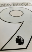 Name set Número Vardy 9 Leicester City 2019-22 For home and away kit/Para la camiseta de local y visita Premier League Avery Dennison Player Issue