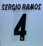 Name Set Número “Sergio Ramos 4” Real Madrid 2018-19 Para la camiseta de local/for Home kit Champions League/Copa del Rey SportingiD