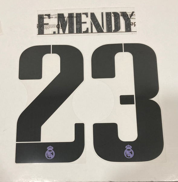 Set name nombre y número Real Madrid 2022 - 2023 Local / Home F. Mendy (23) Avery Dennison