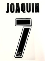Name set Número Joaquín 7 Valencia CF 2006-07 For home kit/Para la camiseta de local Sipesa