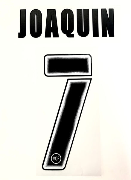Name set Número Joaquín 7 Valencia CF 2006-07 For home kit/Para la camiseta de local Sipesa