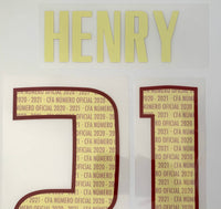 Name set Número Henry 21 Club América 2020-21 Para la camiseta de local/for Home kit Player Issue Lecteus