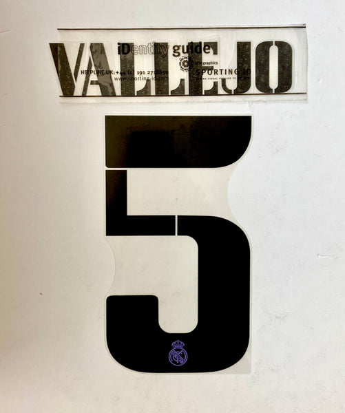 Name Set Número Vallejo 5 Real Madrid 2022-2023 Home kit/para la camiseta de local Avery Dennison