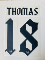 Name Set Número “Thomas 18”  Arsenal 2020-21 Para la camiseta de visita/for away kit EFL Cup/FA Cup Thermo Patch