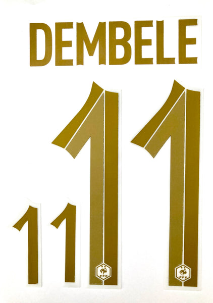 Name set Número Dembele 11 Selección Francia 2022 Para la camiseta de local/For home kit Qatar WC Monblason