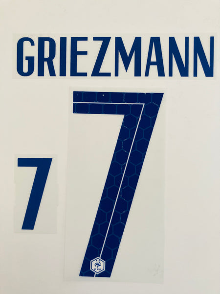 Name set Número “Griezmann 7”  Selección Francia 2020 EURO 2020 Para la camiseta de visita/for away kit Monblason