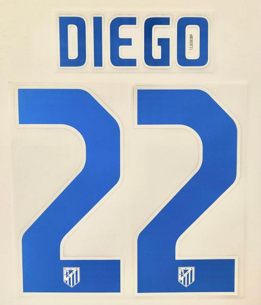 Name set Número Diego 22 Atlético de Madrid 2011-12 For home kit/Para la camiseta de local Sipesa